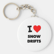 J'aime des dérives de neige porte-clefs
