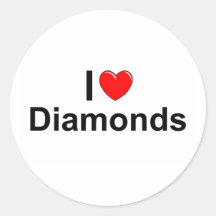 J'aime des diamants (de coeur) autocollant rond
