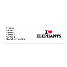 J'aime des éléphants cartes de visite professionnelles