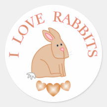 J'aime des lapins adhésif rond