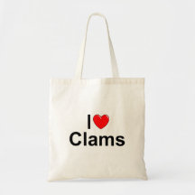 J'aime des palourdes (de coeur) sac en toile