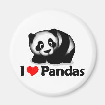 J'aime des pandas magnets pour réfrigérateur