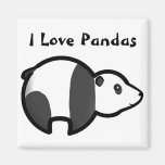 J'aime des pandas magnets pour réfrigérateur