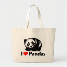 J'aime des pandas sac fourre-tout
