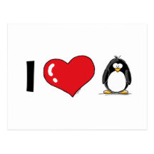 J'aime des pingouins carte postale