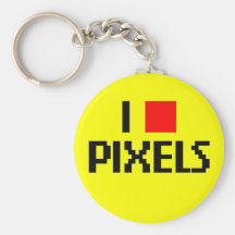 J'aime des pixels foncés porte-clé