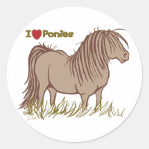 J'aime des poneys autocollants