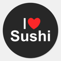 J'aime des sushi (de coeur) autocollant
