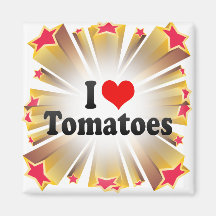 J'aime des tomates magnets pour réfrigérateur