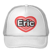 J'aime Éric. Je t'aime Éric. Coeur Casquettes