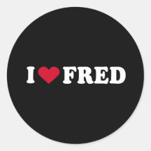 J'AIME FRED AUTOCOLLANT ROND