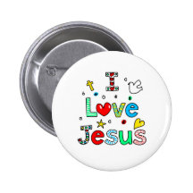J'aime Jésus Badge Avec Épingle