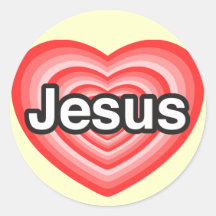 J'aime Jésus. Je t'aime Jésus. Coeur Autocollants Ronds