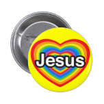 J'aime Jésus. Je t'aime Jésus. Coeur Badge Avec Épingle