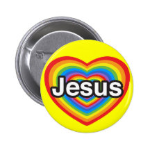 J'aime Jésus. Je t'aime Jésus. Coeur Badge Avec Épingle