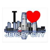 J'aime la carte postale d'horizon de Jersey City