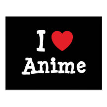 J'aime la coutume de coeur d'Anime personnalisée Carte Postale