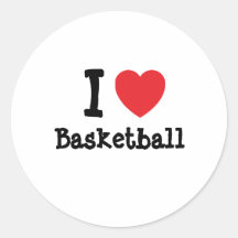 J'aime la coutume de coeur de basket-ball personna autocollants