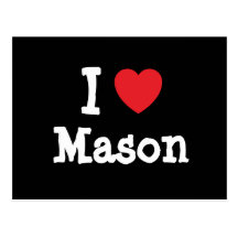J'aime la coutume de coeur de maçon personnalisée carte postale