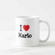 J'aime la coutume de coeur de Mario personnalisée Tasses