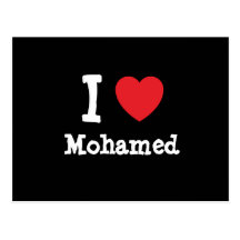 J'aime la coutume de coeur de Mohamed personnalisé Carte Postale