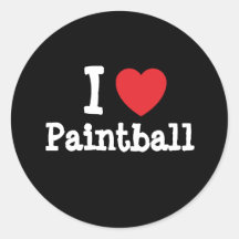J'aime la coutume de coeur de Paintball personnali Adhésif Rond