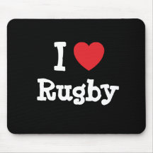 J'aime la coutume de coeur de rugby personnalisée tapis de souris