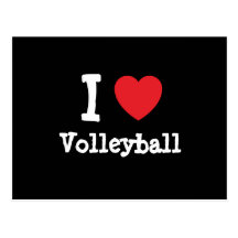 J'aime la coutume de coeur de volleyball personnal cartes postales