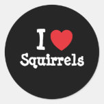 J'aime la coutume de coeur d'écureuils personnalis adhésif rond