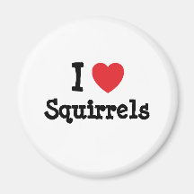 J'aime la coutume de coeur d'écureuils personnalis magnets