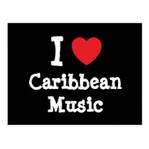 J'aime la coutume des Caraïbes de coeur de musique Cartes Postales