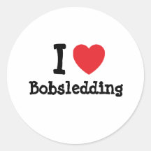 J'aime la coutume faisant du bobsleighe de coeur p autocollants