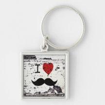 J'aime la coutume rustique de moustache porte-clef