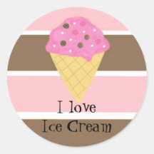 J'aime la crème glacée adhésifs ronds