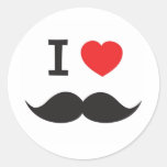 J'aime la moustache adhésifs ronds