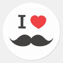 J'aime la moustache adhésifs ronds