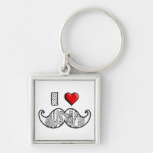 J'aime la moustache porte-clé