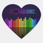 J'aime la musique avec Equilizer (le coeur) Autocollant En Cœur