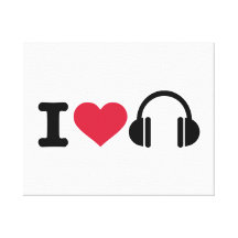 J'aime la musique d'écouteurs impressions sur toile
