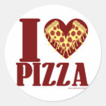 J'aime la pizza adhésifs ronds