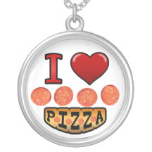 J'aime la pizza de pepperoni pendentif personnalisé