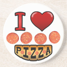 J'aime la pizza de pepperoni dessous de verres