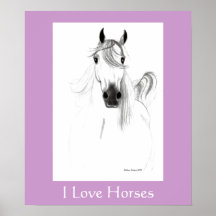 J'aime l'affiche de chevaux - customisée