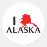J'aime l'Alaska - état de l'amour AK d'I Adhésif Rond
