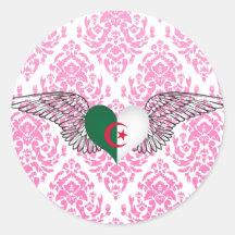 J'aime l'Algérie - ailes Autocollants Ronds