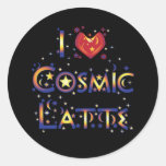 J'aime Latte cosmique Adhésifs Ronds