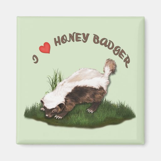J'aime le blaireau de miel magnets pour réfrigérateur