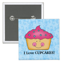J'aime le bouton de petits gâteaux badges avec agrafe