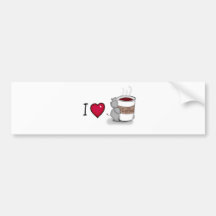 J'aime le café - hippopotame avec une tasse de caf autocollant pour voiture