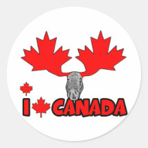 J'aime le Canada Autocollant Rond